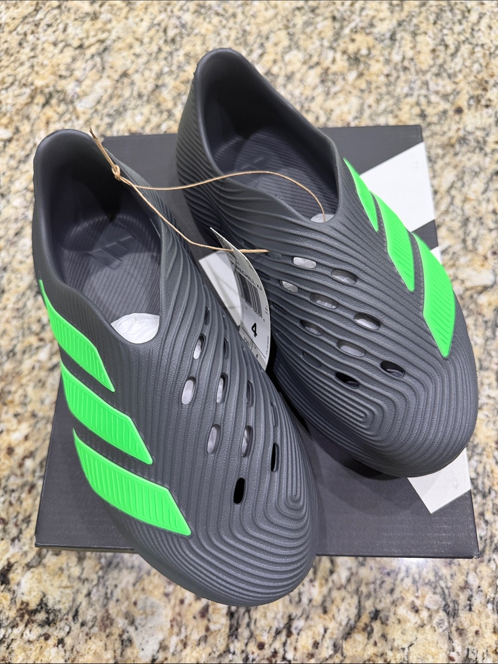 Adidas PURECHILL xJ Kids Slip-On Foam Clog — Grey with Neon Green Accents